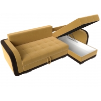 Угловой диван Марсель (микровельвет жёлтый коричневый) - Изображение 2